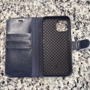 Navy Blue Leather Phone Case for IPhone 12+Pro Max